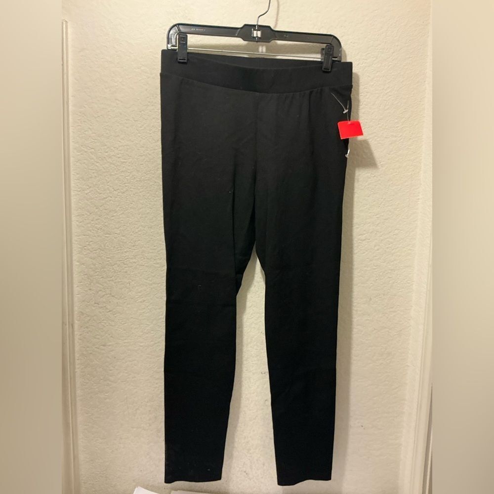 NWOT Marrakech Black Stretch Pull-On Flat Front Faux Suede Pants L Leggings